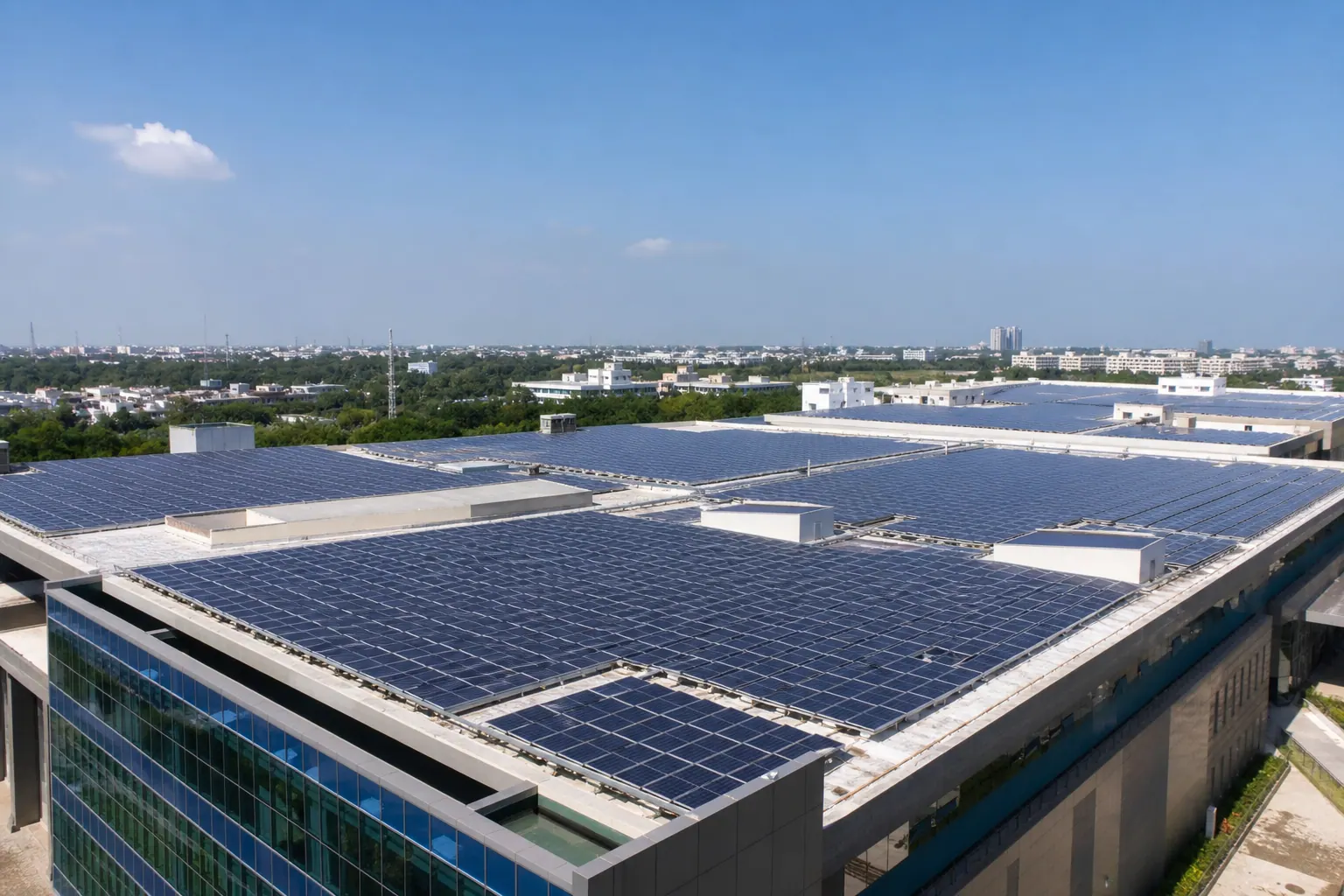 Commercial rooftop solar plant installed for a business in Jaipur by SolarOnn