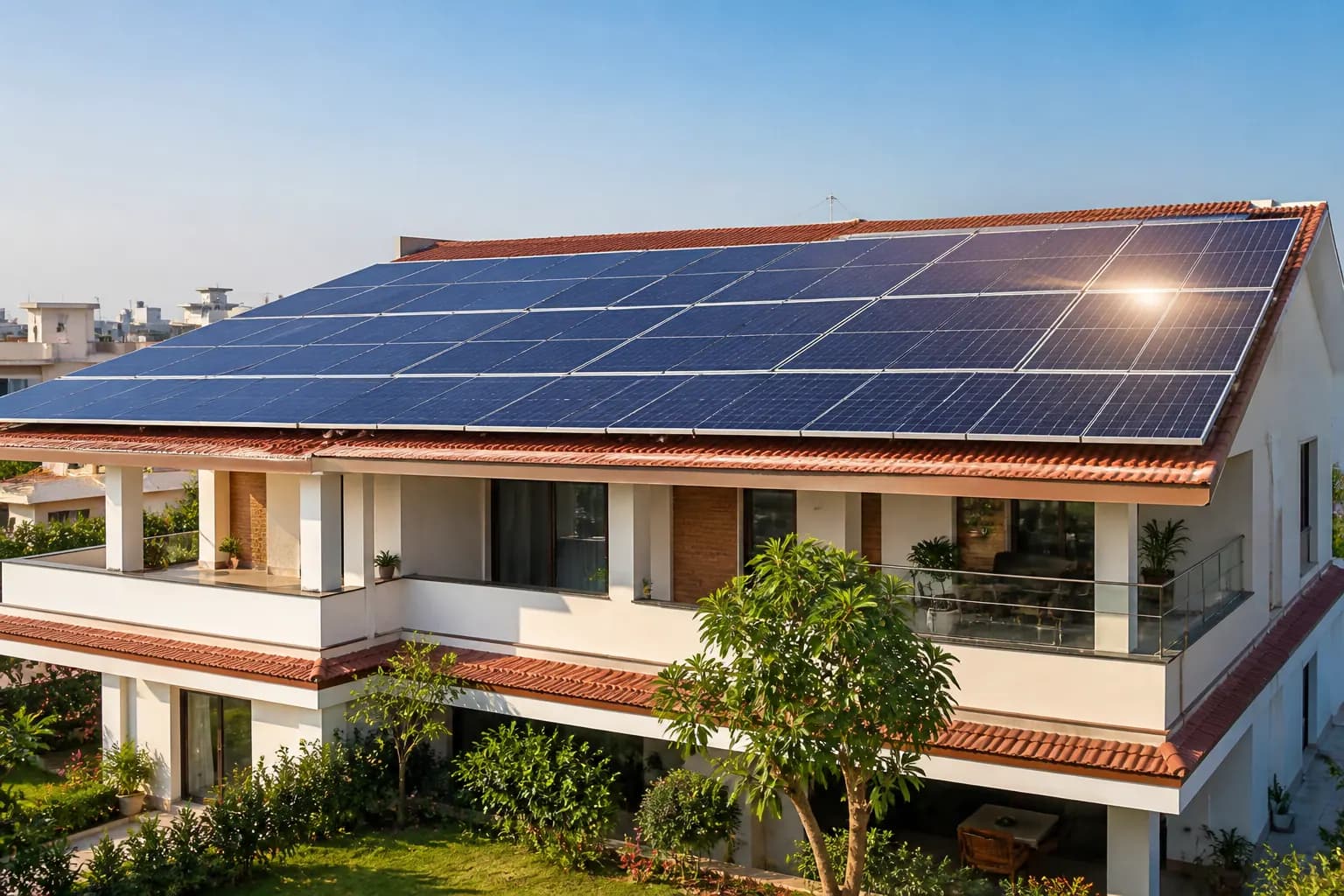 SolarOnn rooftop solar panel installation on a home in Jaipur, Rajasthan