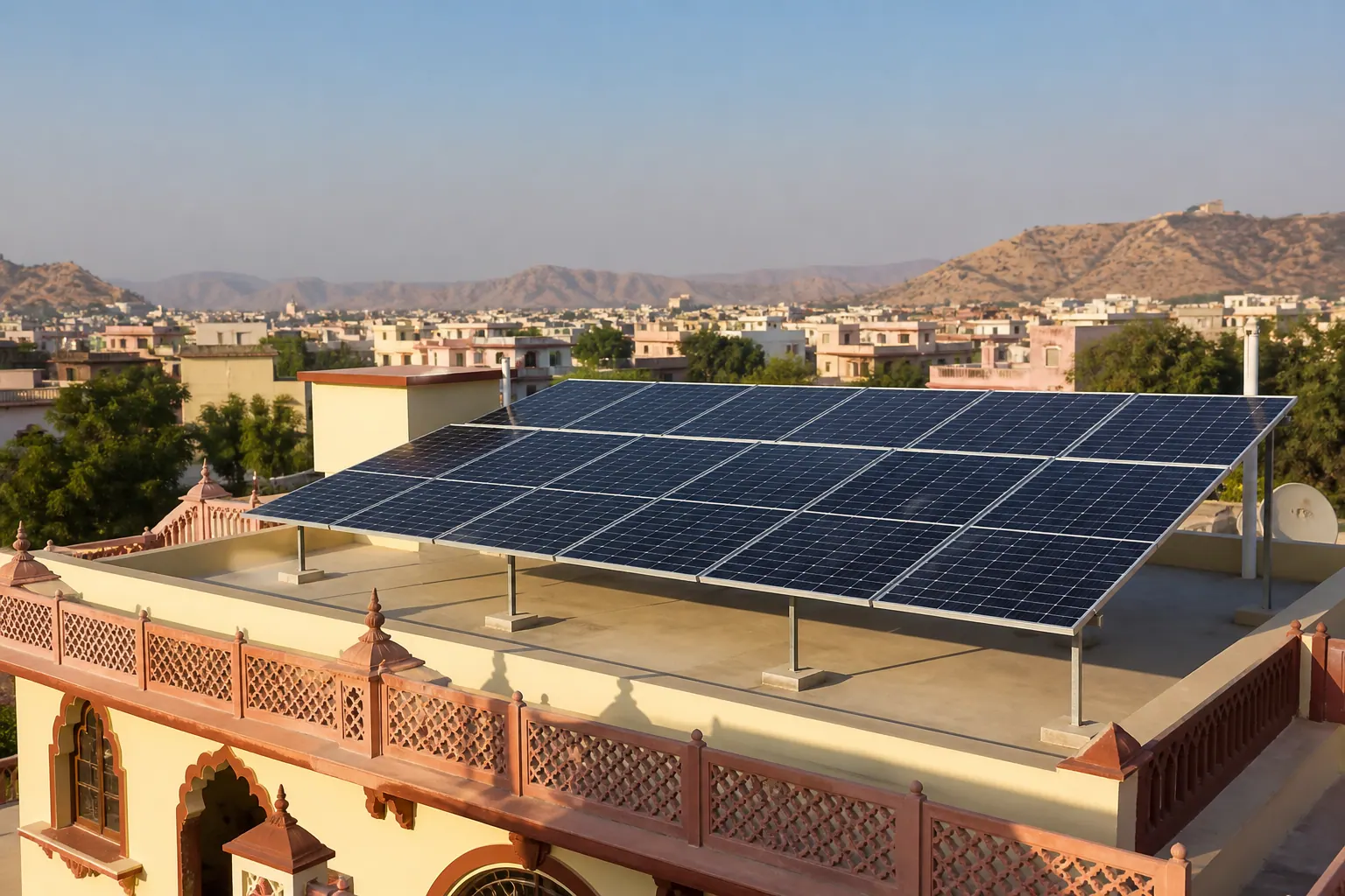 3 kW residential rooftop solar system in Jaipur