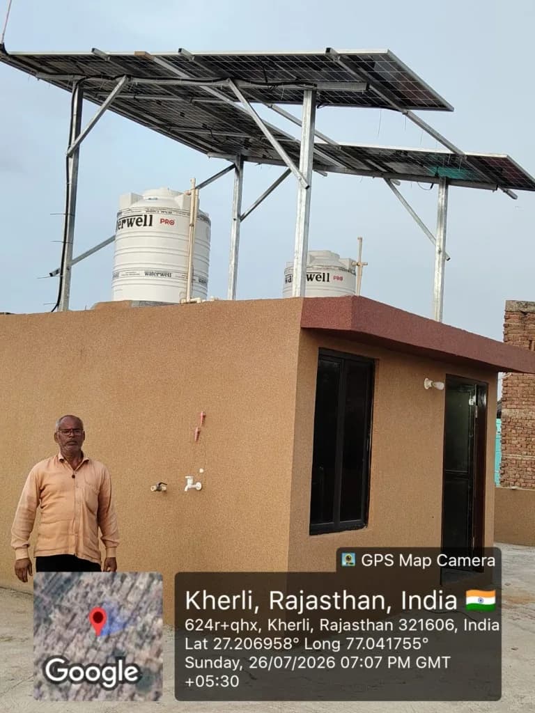 Completed rooftop solar installation by SolarOnn in Kherli Rajasthan